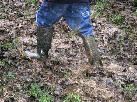 wellies in mud